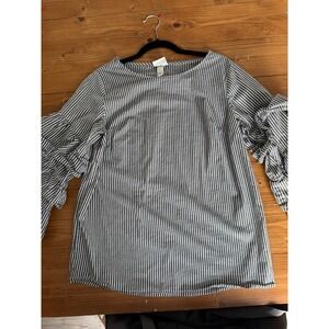 AVA & VIV Women's Striped Ruffle Sleeve Top Size X‎